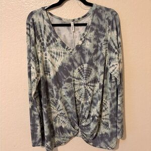 Stylish Tie-Dye V-Neck Long Sleeve Top